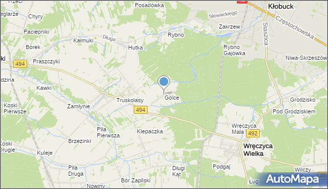 mapa Golce, Golce gmina Wręczyca Wielka na mapie Targeo